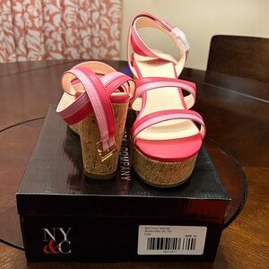 New York & Company Pink Wedge Sandals
